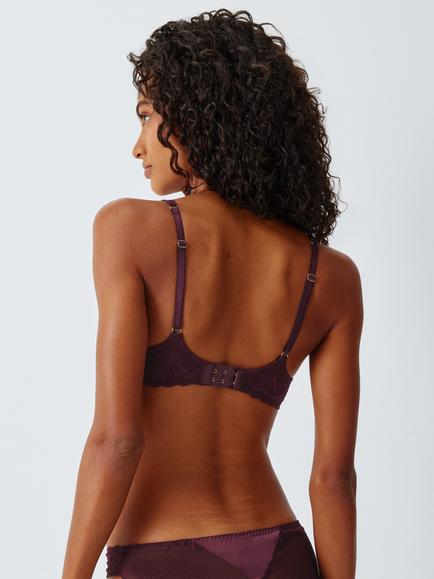 John Lewis Zena Padded High Apex Bra, Berry - view 2, Berry