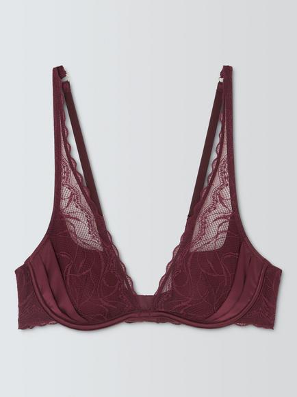 John Lewis Zena Padded High Apex Bra, Berry, Berry