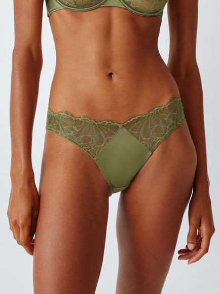 John Lewis Bronte High Leg Bikini Knickers, Olive, Olive