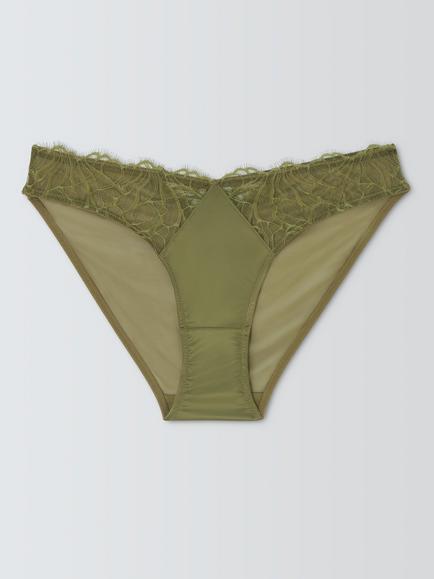John Lewis Bronte High Leg Bikini Knickers, Olive, Olive