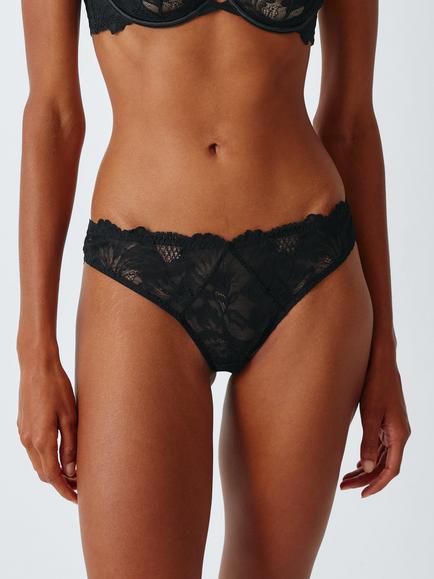John Lewis Paloma High Leg Brazilian Knickers, Black, Black