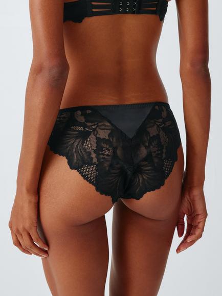 John Lewis Paloma High Leg Brazilian Knickers, Black - view 2, Black