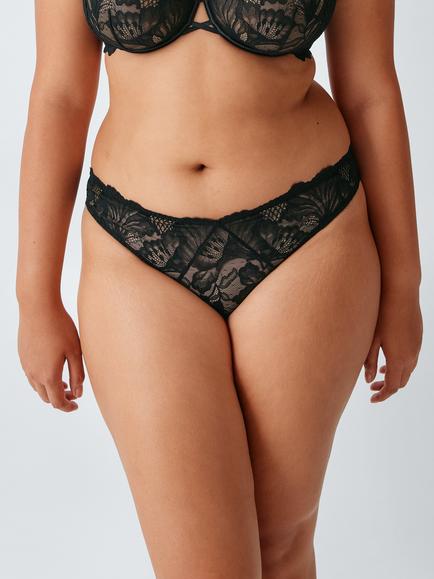 John Lewis Paloma High Leg Brazilian Knickers, Black, Black