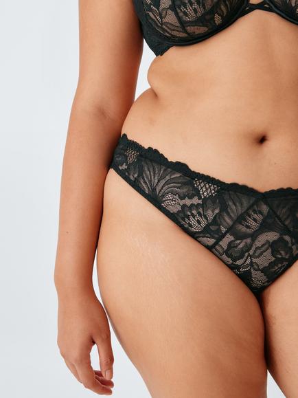 John Lewis Paloma High Leg Brazilian Knickers, Black - view 2, Black
