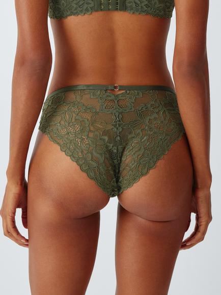 John Lewis Rosalind Embroidered Lace Knickers - view 2, Khaki
