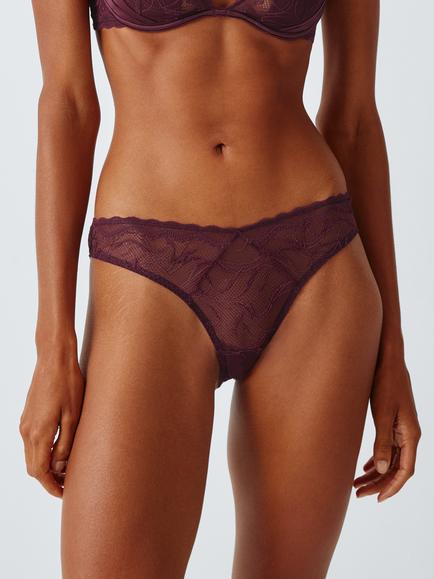 John Lewis Zena High Leg Knickers, Berry, Berry