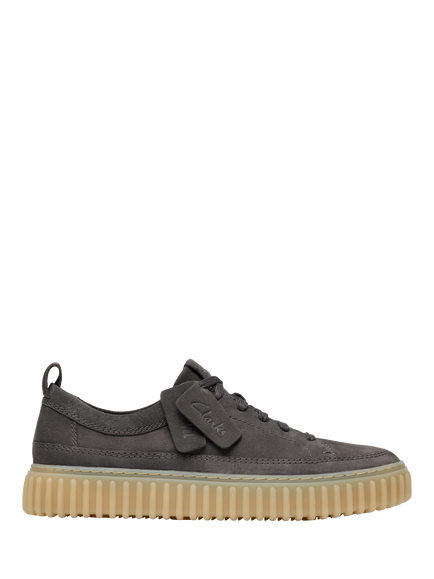 Clarks Torhill Leather Lace Up Trainers, Dark Grey, Dark Grey