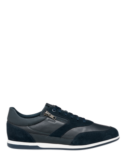 Geox Renan Suede Blend Lace Up Trainers, Navy