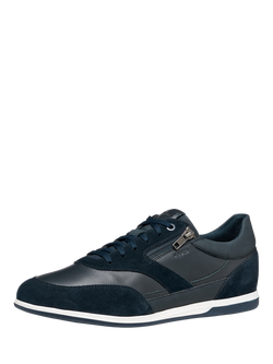 Geox Renan Suede Blend Lace Up Trainers - view 2, Navy