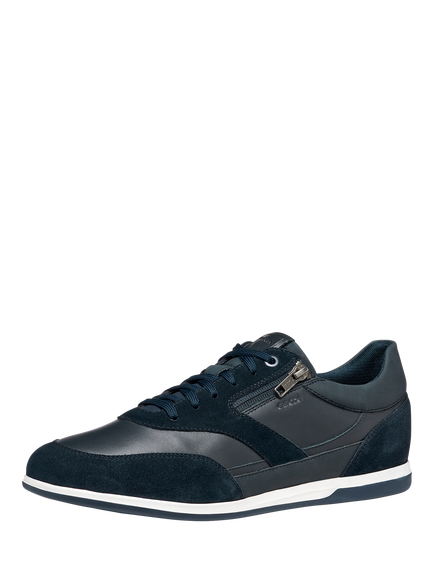 Geox Renan Suede Blend Lace Up Trainers - view 2, Navy