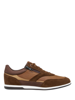 Geox Renan Suede Blend Lace Up Trainers, Brown