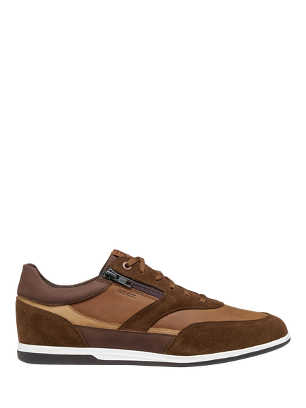 Geox Renan Suede Blend Lace Up Trainers, Brown
