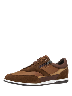 Geox Renan Suede Blend Lace Up Trainers - view 2, Brown