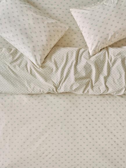 Piglet in Bed Martha Washed Cotton Bedding, Mellow Green/Cream