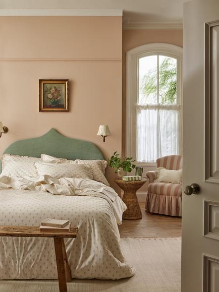 Piglet in Bed Martha Washed Cotton Bedding - view 2, Mellow Green/Cream