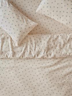 Piglet in Bed Posy Bud Linen Blend Bedding, Dusk Blue