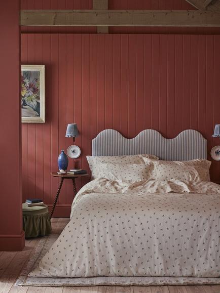 Piglet in Bed Posy Bud Linen Blend Bedding - view 2, Dusk Blue