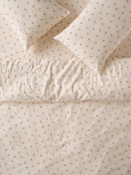Piglet in Bed Posy Bud Linen Blend Bedding, Honey/Cream