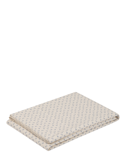Piglet in Bed Martha Washed Cotton Flat Sheet - view 2, Cove Blue/Cream