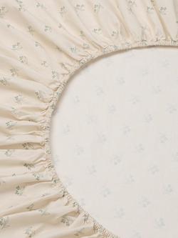 Piglet in Bed Martha Washed Cotton Fitted Sheet - view 2, Mellow Green/Cream