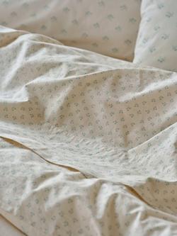 Piglet in Bed Martha Washed Cotton Flat Sheet, Mellow Green/Cream