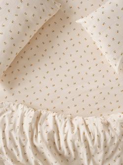 Piglet in Bed Posy Bud Linen Blend Fitted Sheet, Honey