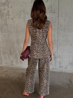 Never Fully Dressed Leopard Print Barrel Leg Jeans, Brown/Multi - view 2, Brown Multi