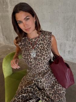 Never Fully Dressed Leopard Print Waistcoat, Brown/Multi, Brown Multi