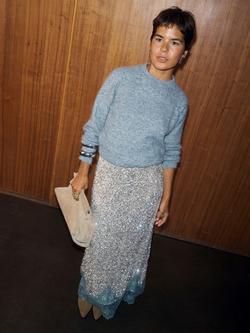 Never Fully Dressed Maeva Sequin Maxi Skirt, Silver, Silver