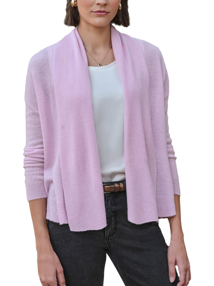 Pure Collection Cashmere Edge To Edge Cardigan, Soft Lilac, Soft Lilac