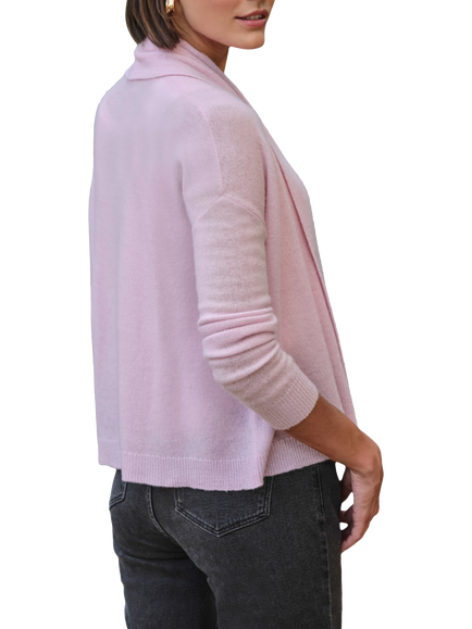 Pure Collection Cashmere Edge To Edge Cardigan, Soft Lilac - view 2, Soft Lilac