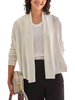 Pure Collection Open Neck Pure Cashmere Cardigan, Soft White, Soft White