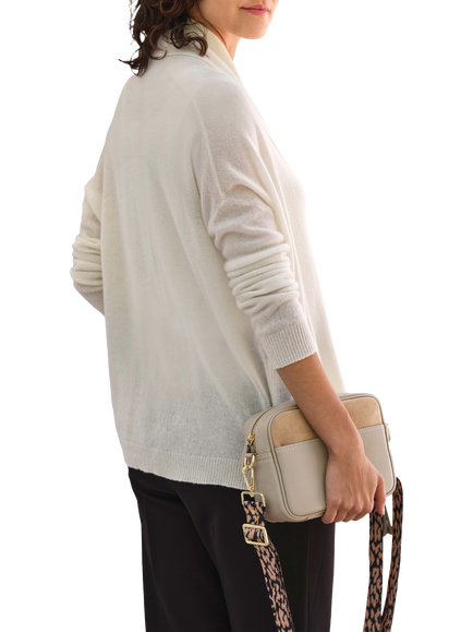 Pure Collection Open Neck Pure Cashmere Cardigan, Soft White - view 2, Soft White