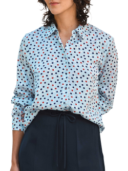 Pure Collection Spot Pure Satin Silk Shirt, Blue/Multi, Blue/Multi