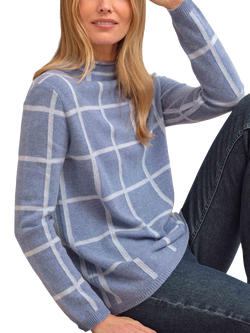 Pure Collection Check Pure Gassato Cashmere Jumper, Light Blue, Light Blue
