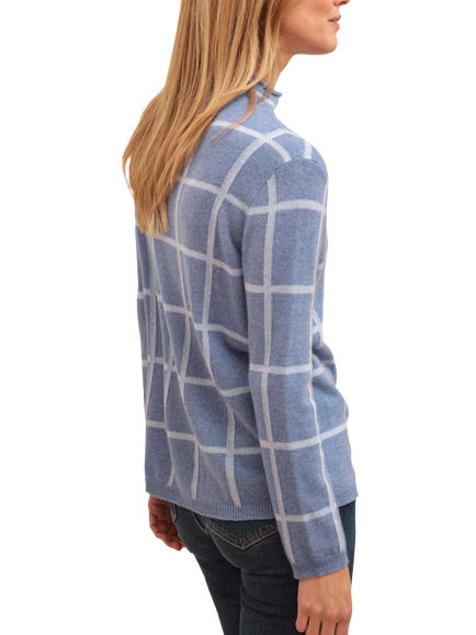 Pure Collection Check Pure Gassato Cashmere Jumper, Light Blue - view 2, Light Blue