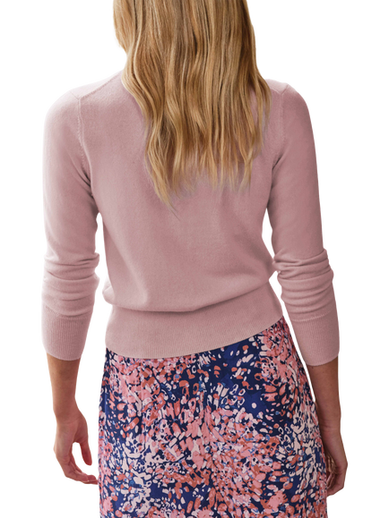Pure Collection Cropped Pure Cashmere Jumper, Shell Pink - view 2, Shell Pink