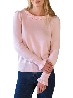 Pure Collection Pure Cashmere Frill Jumper, Soft Oyster, Soft Oyster
