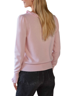 Pure Collection Pure Cashmere Frill Jumper, Soft Oyster - view 2, Soft Oyster