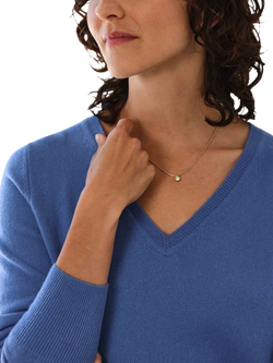 Pure Collection V-Neck Pure Cashmere Jumper - view 2, Bluebell