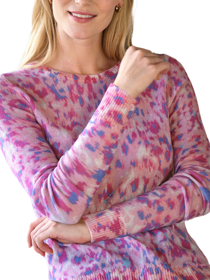 Pure Collection Pure Cashmere Gassato Printed Blurred Animal Jumper, Pink Lilac, Pink Lilac