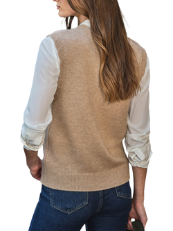 Pure Collection Scalloped Wool Rich Tank Top - view 2, Toffee