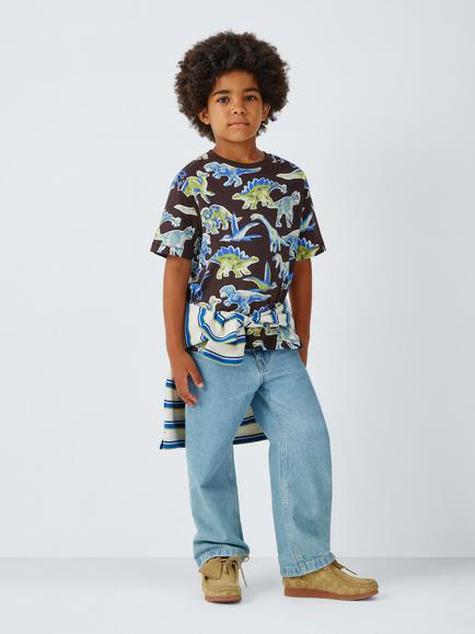 John Lewis Kids' Dino Print T-Shirt, Coffee Bean - view 2, Coffee Bean