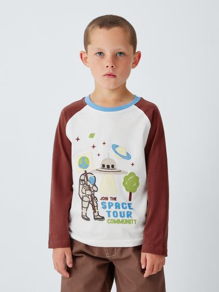 John Lewis Kids' Space Tour Long Sleeve T-Shirt, Multi, Multi