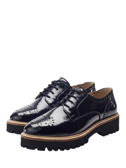 Moda in Pelle Evranna Patent Leather Chunky Brogues, Black - view 2, Black