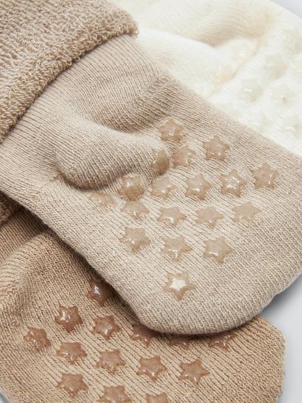 John Lewis Baby Neutral Terry Cotton Blend Socks, Pack of 3, Natural - view 2, Natural