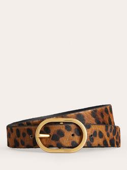 Boden Classic Leopard Print Pure Leather Belt, Multi, Multi