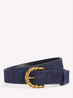 Boden Twist Buckle Pure Suede Belt, Navy, Navy
