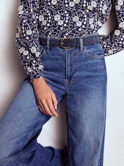 Boden Twist Buckle Pure Suede Belt, Navy - view 2, Navy