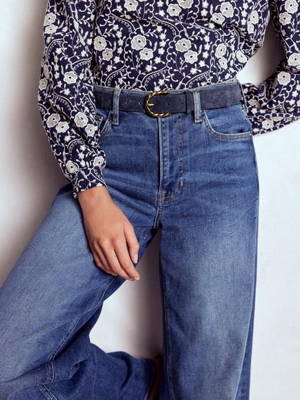 Boden Twist Buckle Pure Suede Belt, Navy - view 2, Navy